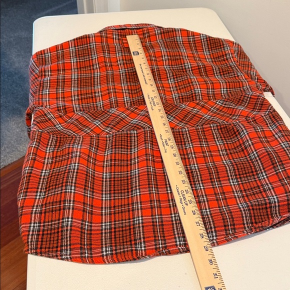 We the Free wind River plaid red striped flannel tunic oversized small - Picture 7 of 13